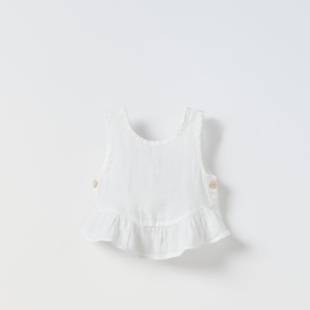Zara ruffled linen  top